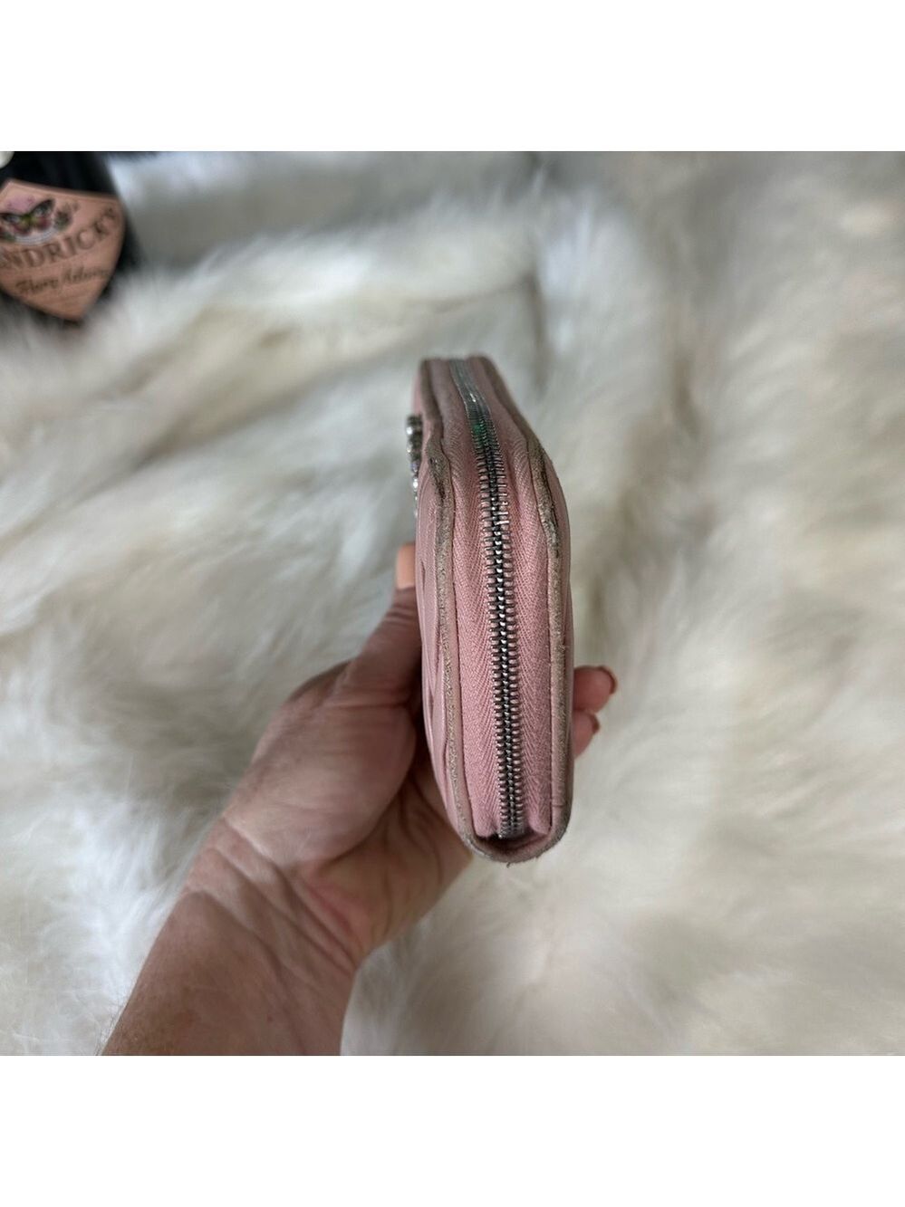 MIU MIU LOGO PEARL RHINESTONE MATELASSE LEATHER ZIPPY ZIP AROUND LONG WALLET - Picture 5 of 13